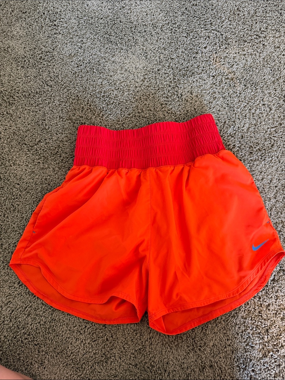 Nike Women's Bright Orange High-Waist Athletic Shorts